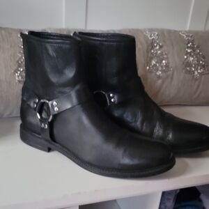 Avellini Black Leather Moto Boots